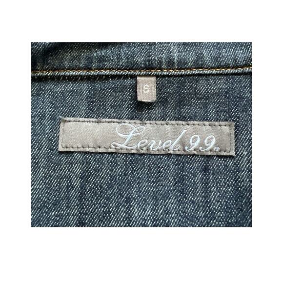 Level 99 Denim Jacket Women Small Cropped Jean Button Front Western Cowgirl Boho - Picture 3 of 12